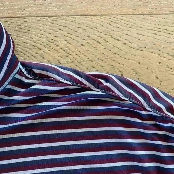 Matte Grey Striped Golf Polo XL - Picture 2 of 7